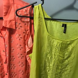 Two Maurice’s sleeveless shirts.  Size Large.